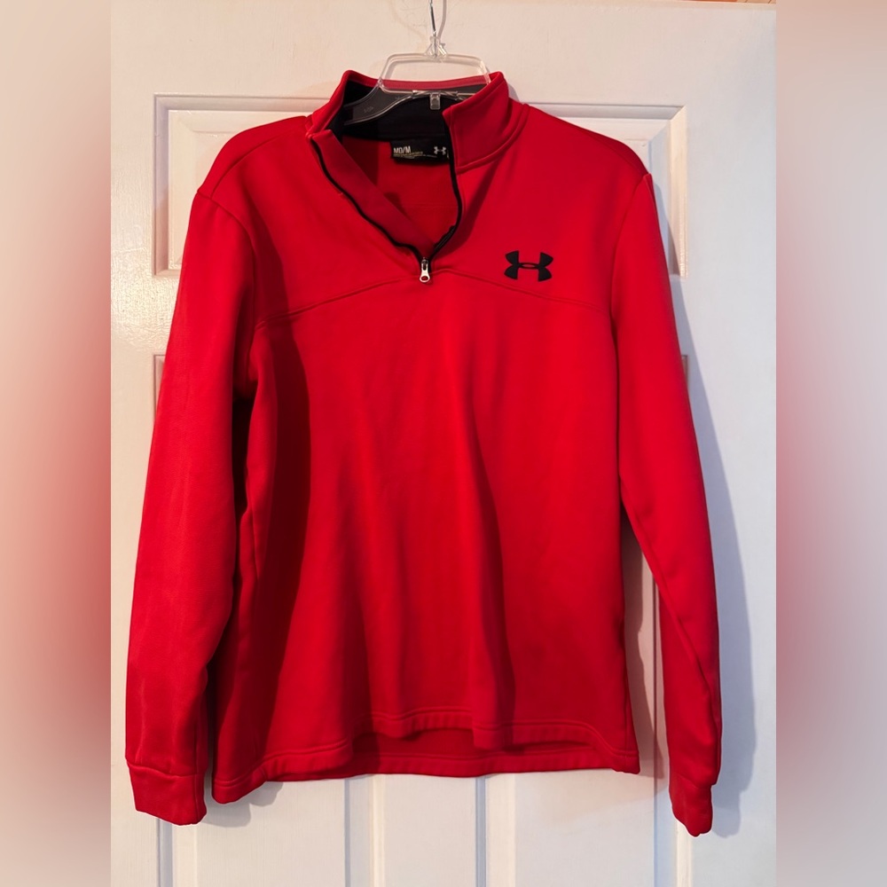Men’s Under Armour Red Quarter-Zip Pullover Fleece on inside EUC